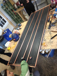 copper pipe, solar hot water, corrugated iron panel