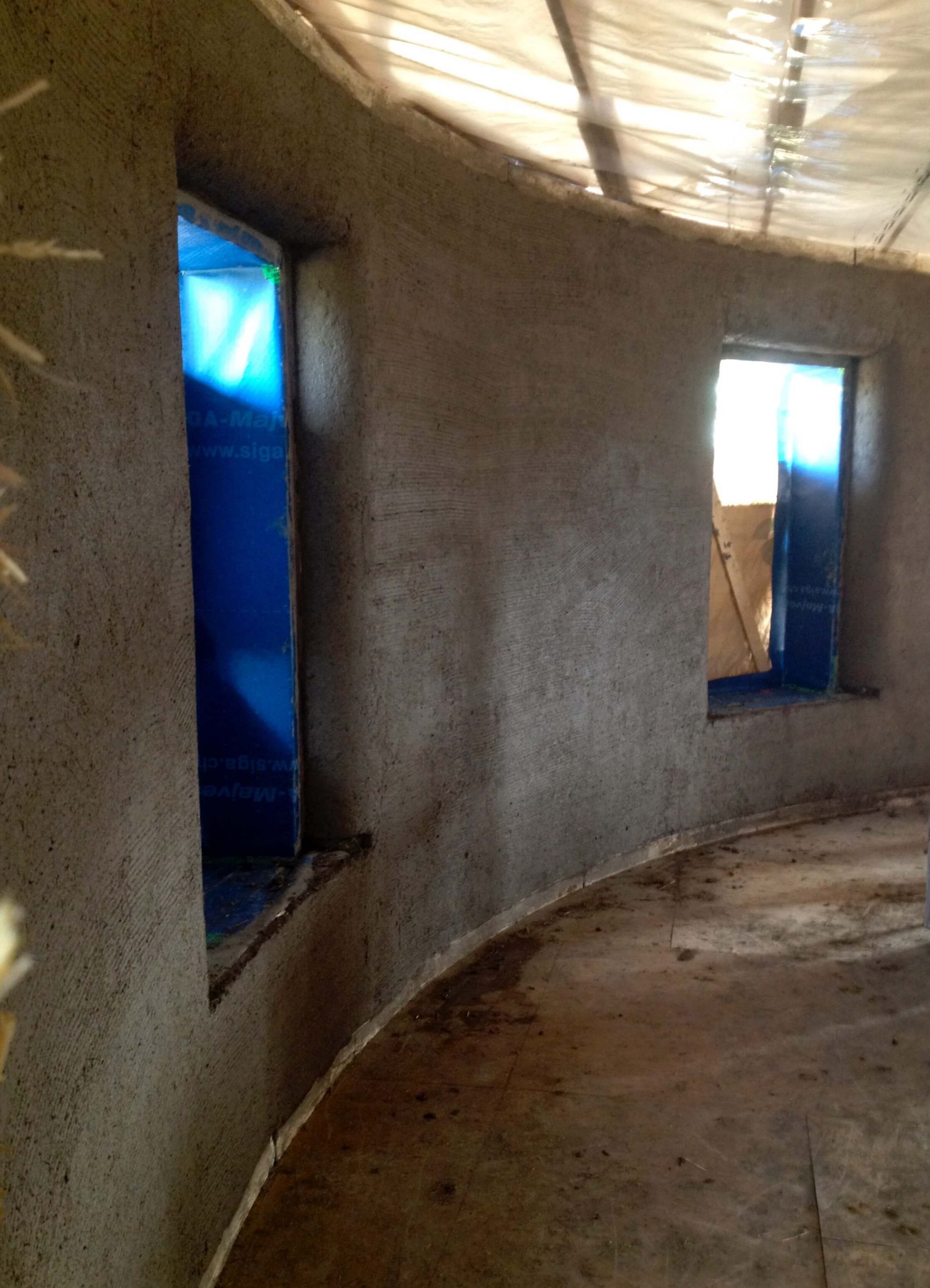 Air tightness details for straw bale walls