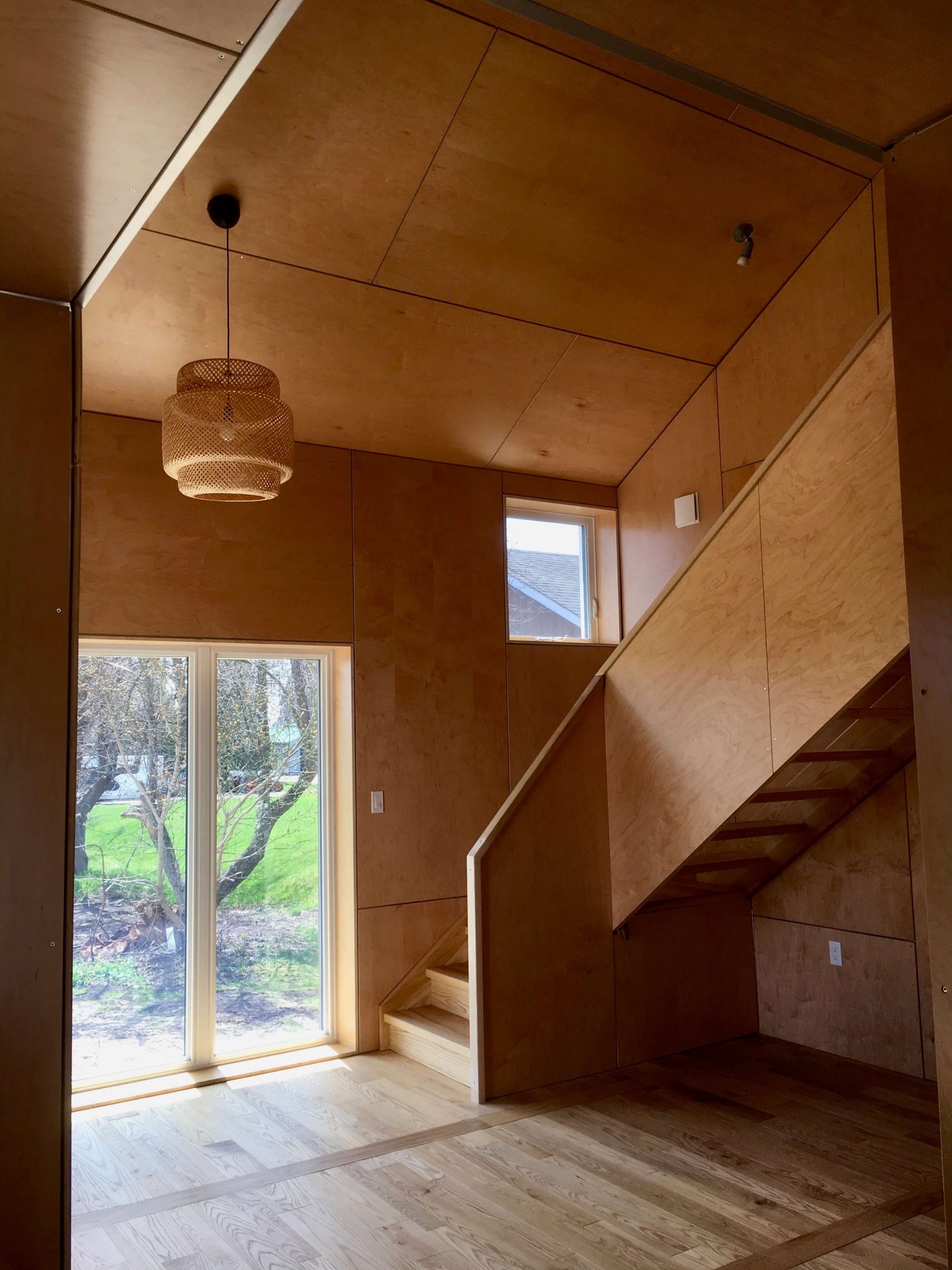 Plywood interior of house