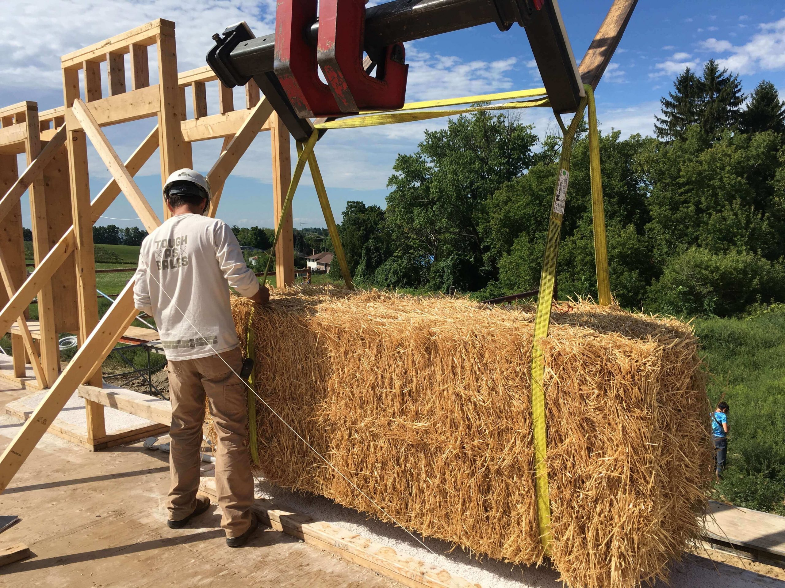 Building a jumbo straw bale wall